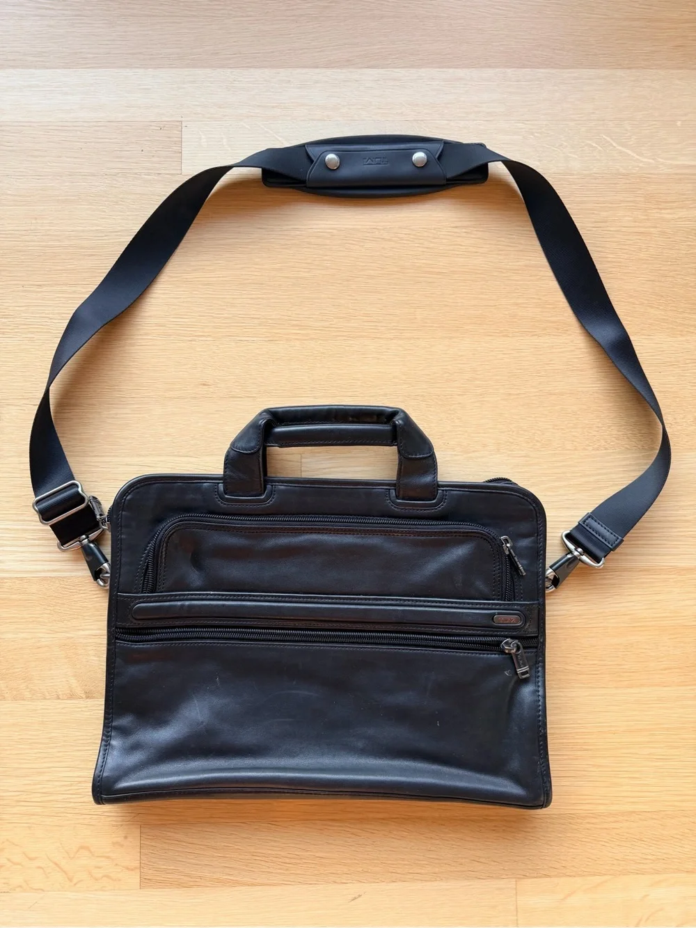 Tumi Alpha 2 Briefcase, Black Leather